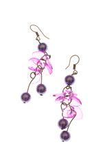 Pair of earrings isolated on the white background