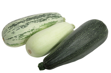 Three marrows isolated on white background