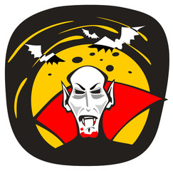 Vampire face on a black background. Halloween illustration.