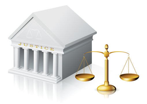 Palais de justice et sa balance (reflet)