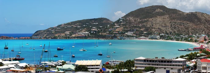 Fotobehang Philipsburg town bay on St.Maarten island, Netherland Antilles. © Ramunas