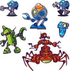 Cercles muraux Robots robots aux couleurs bleu, vert et rouge