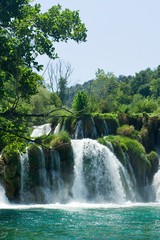 Fototapeta premium Beautiful forest waterfall