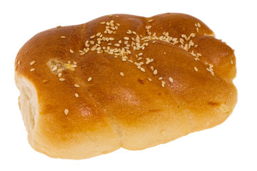 fresh muffin with sesame taken pictures on white background