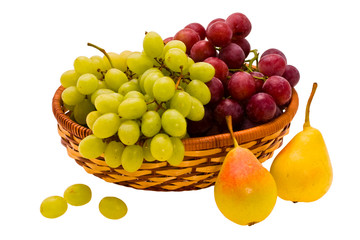 ripe pears and grape of the miscellaneous sort