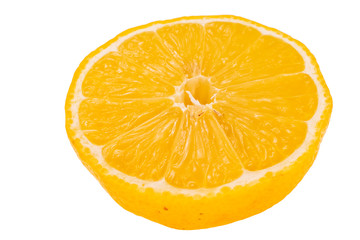 half of the ripe lemon expressed on white background
