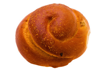 spiral fresh bun expressed on white background