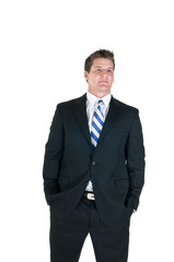 confident businessman stares into the distance