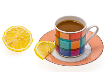 varicoloured coffee cup expressed on white background