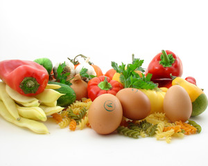 Fresh healthy food isolated over white