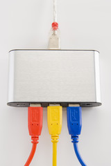 Computer Cables Orderly Plugged Into A Router