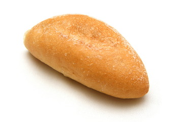 French bread roll on white background