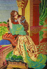 Fototapeta premium embroidered pictures of lovers