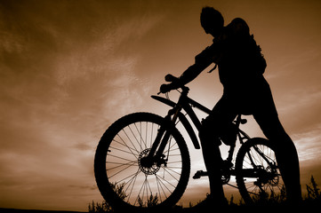 Obraz premium silhouette of biker