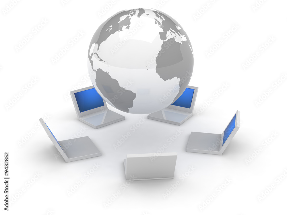 Wall mural 3d web icon - internet