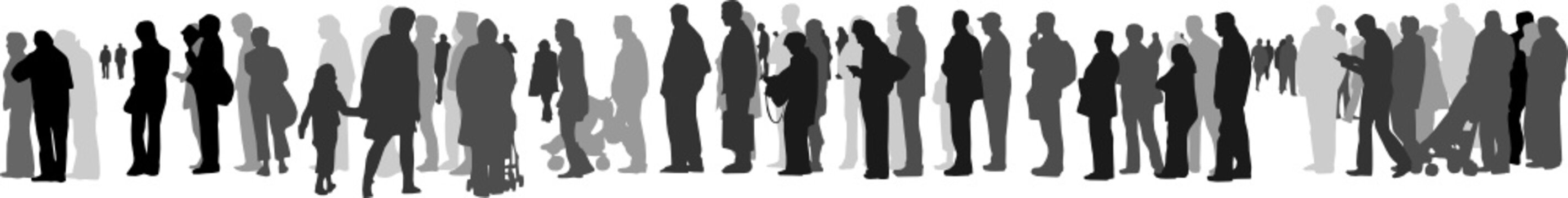 people waiting in queue silhouette vector