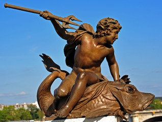 France; Paris ; bronze statue