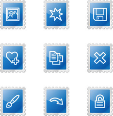 Image viewer web icons, blue glossy stamp series
