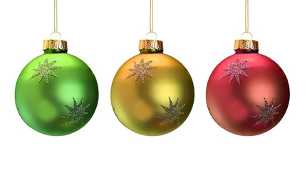 Obraz premium Shiny Christmas ornaments isolated on white.