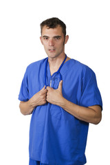 doctor in blue scrubs
