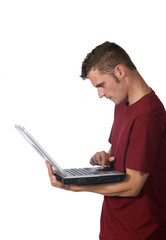 man looking at laptop