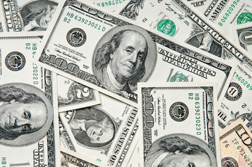 Background of dollar bills, closeup