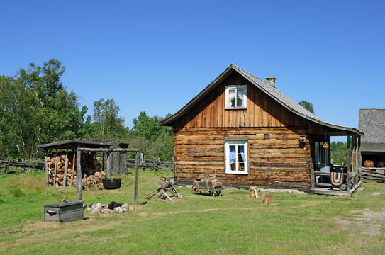 Traditional Canadian Rural House From Old Times.