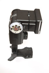 Isolated photo flash, light, white, hot shoe