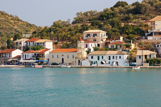 Fototapeta The port of Vathi, in the little island of Meganisi, Greece