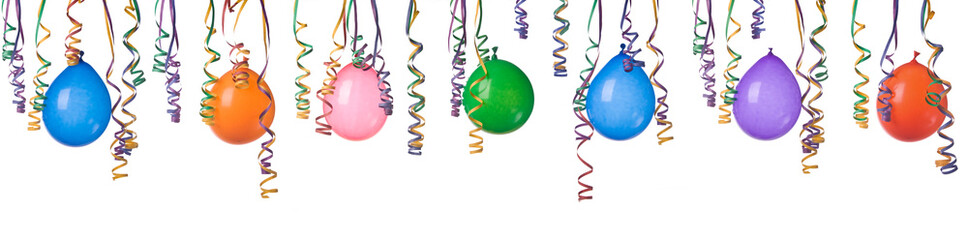 Border made from colorful balloons and confetti XXXL..
