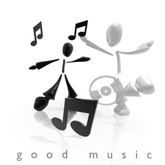 3d characters in black and white dance to good music