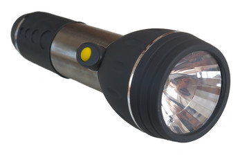 heavy-duty waterproof electric torch on white