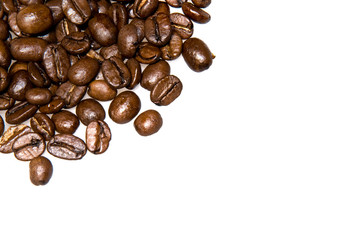 Coffee beans closeup background with copy space