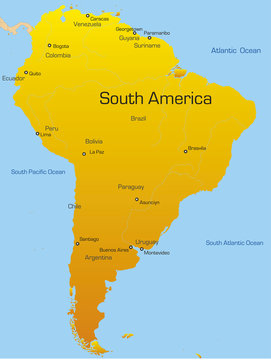 Abstract map of south america continent