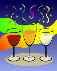 Wine Glasses With Colorful Background