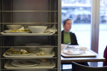 Food leftovers after the Meal at a public restaurant.