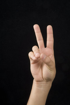 Hand whit victory and pice and love signal