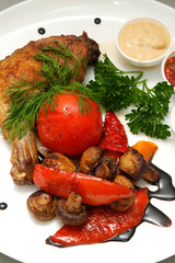 Fried meat with green peas