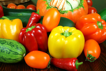 Beautiful, colorful and healthy vegetables on the table