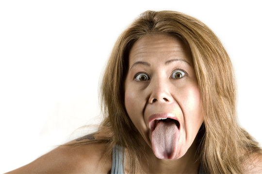 Pretty Ethnic Woman Sticking Out Her Tongue