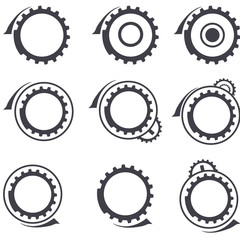 Set of gear wheels vector  logos and graphic design elements