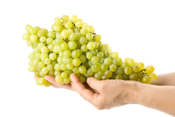 Fresh appetizing grapes on a white background