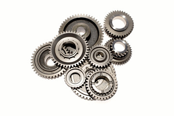 Metal gears on white