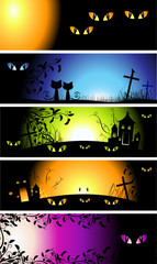 Halloween night, set of banners