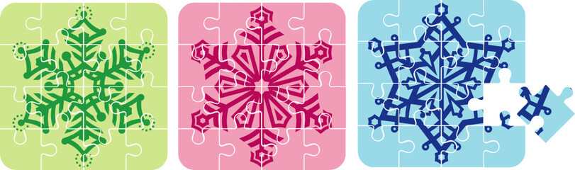 Christmas snowflakes / puzzle / vector illustration