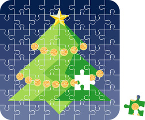 Puzzle Cristmas Tree / vector illustration