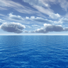 Beautiful sea and clouds sky - digital artwork