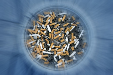 close up shot of cigarettes butt in ashtray