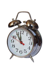 metal alarm-clock on white background