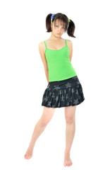 Displeased young girl, isolated on white